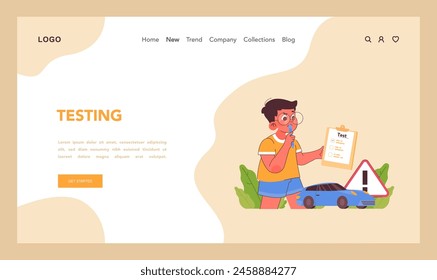 Innovation cycle web or landing. Generation of a creative idea or business solution. Start up or new project development. Testing. Flat vector illustration