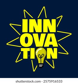 Innovation Day to celebrate on February 16th. Yellow bold text with light bulb icon on dark blue background.