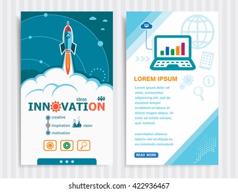 Innovation design and concept background with rocket. Project Innovation concepts and Set of Banners. Vector Illustration. Eps10 Format.