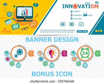 Innovation design concepts and abstract cover header background for website design. Horizontal advertising business banner layout template