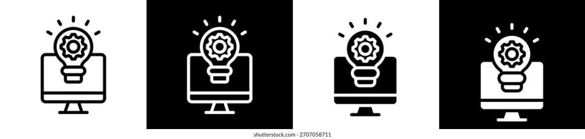 Innovation Development Icon Set In Black And White Filled Style Collection