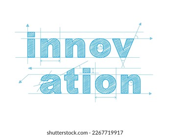 INNOVATION draft blue vector typography banner