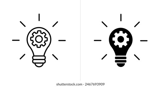 Innovation editable stroke and solid web icon set. Vector illustration