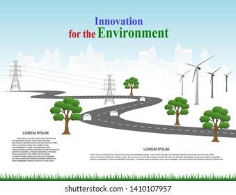 Innovation, for environment and society city that can live together. Symbols, steps for successful business planning Suitable for advertising and presentations.