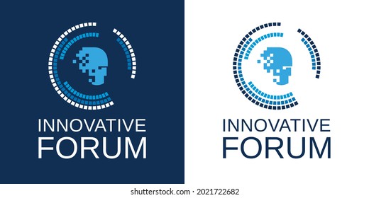 Innovation Forum Logo. Digital Human Head In The Center Of The Circle