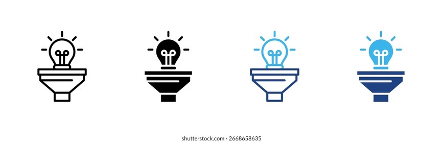 Conjunto de iconos de embudo de innovación colección de estilo múltiple