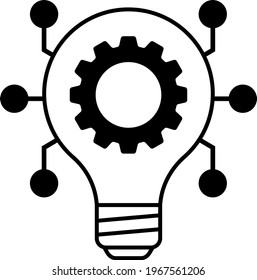 innovation or genius concept, Bulb inside cogwheel Logo vector icon design, Business managment stock illustration, Lamp with Digital Circuit Graphic