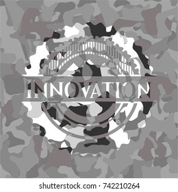 Innovation grey camouflage emblem