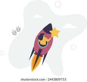 Innovation to help or support work success, entrepreneurship or winning business challenge, work opportunity or business accomplishment concept.