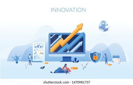 Innovation, high potential,  Web page design templates, prepare a business project start up, Vector illustration for web banner, print, infographics, mobile website. Landing page template.