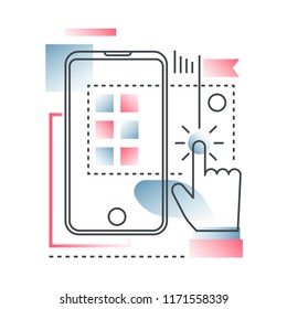 Innovation, high technology vector concept in trendy line with gradient flat color.