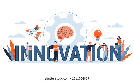 Innovation horizontal banner for your website. Idea of creative solution and modern invention. Business inspiration. Flat vector illustration