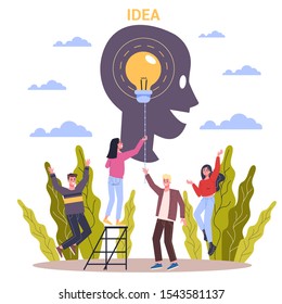 Innovation horizontal banner for your website. Idea of creative solution and modern invention. Business inspiration. Flat vector illustration