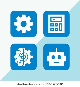 innovation icon. 4 innovation set with technological, cog wheel silhouette, artificial intelligence and robot vector icons for web and mobile app