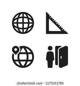 innovation icon. 4 innovation vector icons set. logout, worldwide and rule icons for web and design about innovation theme