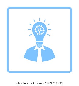 Icono de innovación. Diseño de marco azul. Ilustración vectorial.