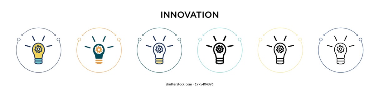 Innovation icon in filled, thin line, outline and stroke style. Vector illustration of two colored and black innovation vector icons designs can be used for mobile, ui, web