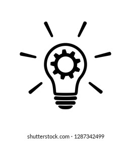 innovation icon in flat style. Light bulb with cog mechanism line sign - Light bulb with gear icon. Simple process sign, Idea symbol. Implementation icon. Vector illustration for graphic design, Web