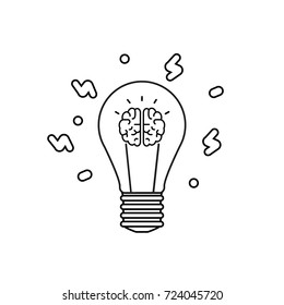 Innovation icon. Idea and imagination. Innovation concept. The black bulb on the isolated white background in modern flat line design. Vector Illustration