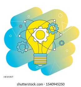 Innovation icon. Light bulb and cog inside. Premium quality graphic design element