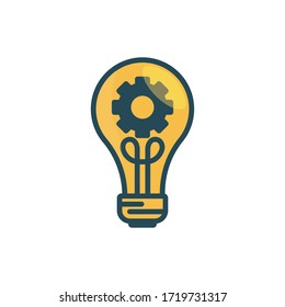 Innovation icon. Light bulb and cog inside. Premium quality graphic design element. Modern sign, flat icon. Design template vector