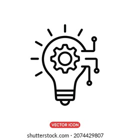 innovation icon. Light bulb and cog inside. inspiration symbol. Lamp icon. Light bulb sign. idea symbol. vector illustration	