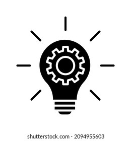 innovation icon. Light bulb and cog inside. Premium quality graphic design elemen color editable