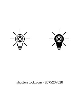 innovation icon. Light bulb and cog inside. Premium quality graphic design elemen color editable