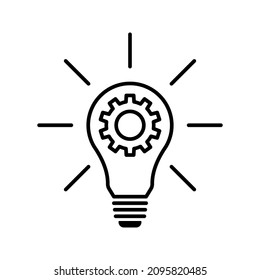 innovation icon. Light bulb and cog inside. Premium quality graphic design elemen color editable