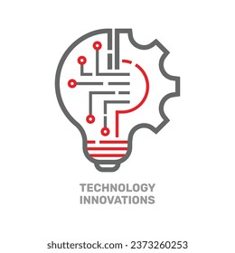 Innovation icon. Light bulb and cog inside, innovation symbol. Vector illustration. EPS 10