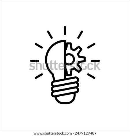 innovation icon. Light bulb and cog inside. Vector illustration isolated on white background.