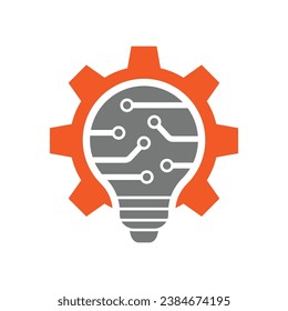 Innovation icon. Light bulb and gear outside. Technical Innovations and Inspiration icon. Innovation symbol. EPS 10