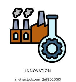 Innovation Icon, Mini Illustration Relate To Industry 4-0, Modern Industry. Use For Modern Concept, Ui, Ux Web And App Development.