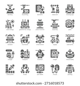 Paquete de iconos de innovación para su Sitio web, móvil, presentación y diseño de logotipos. Innovación Icon diseño sólido. Ilustración gráfica de Vector y trazo editable.