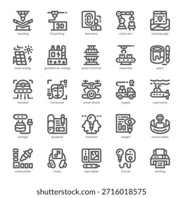 Paquete de iconos de innovación para su Sitio web, móvil, presentación y diseño de logotipos. Diseño de esquema de icono de innovación. Ilustración gráfica de Vector y trazo editable.