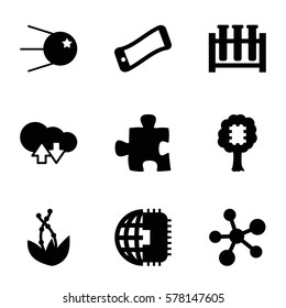 Innovation icon. Set of 9 Innovation filled icons such as test tube, atom, puzzle, cloud download upload, core, CPU in tree, wavy phone, CPU planet