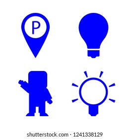 innovation icon set about light bulb, robot and parking location vector set