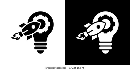 Innovation Icon Set. Clean Line Design With Light And Dark Versions For Versatile Use