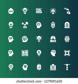 Innovation Icon Set. Collection Of 25 Filled Innovation Icons Included D Printer, Idea, Smartwatch, Mind, Drone, Brain, Think, Incubator, Mindfulness, Lightbulb, Hyperloop, Bulb