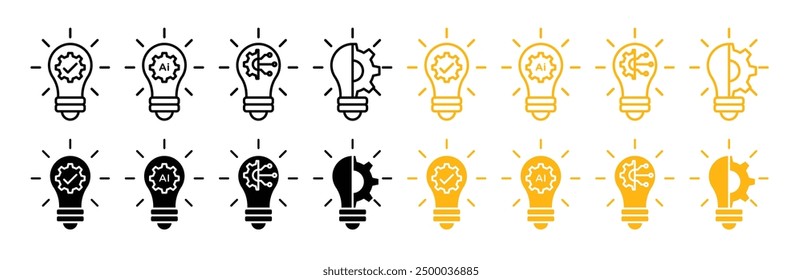 innovation icon set. Creative idea flat vector symbol. solution lightbulb icons. Artificial intelligence related icon collection.