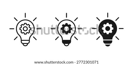 Innovation icon set. Implementation icons. Idea lightbulb icon. Inspiration creativity lamp vector icon collection