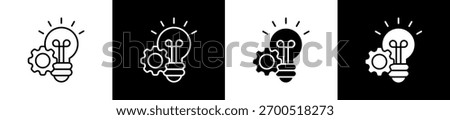 Innovation icon set in line and glyph style on black and white background