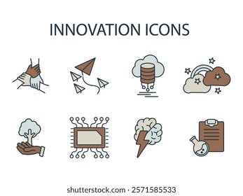 Innovation icon set . Innovation pack line elements for infographic web.