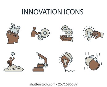 Innovation icon set . Innovation pack line elements for infographic web.