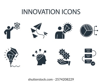 Innovation icon set . Innovation pack line elements for infographic web.