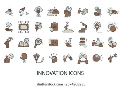Innovation icon set . Innovation pack line elements for infographic web.