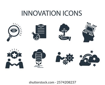Innovation icon set . Innovation pack line elements for infographic web.