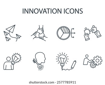 Innovation icon set . Innovation pack line elements for infographic web.