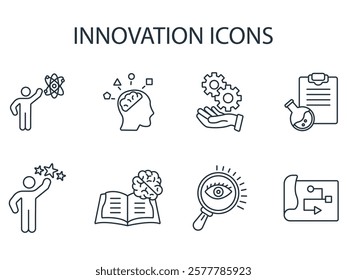 Innovation icon set . Innovation pack line elements for infographic web.
