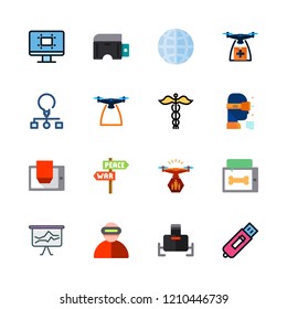 innovation icon set. vector set about virtual reality, panel, workflow and technological icons set.